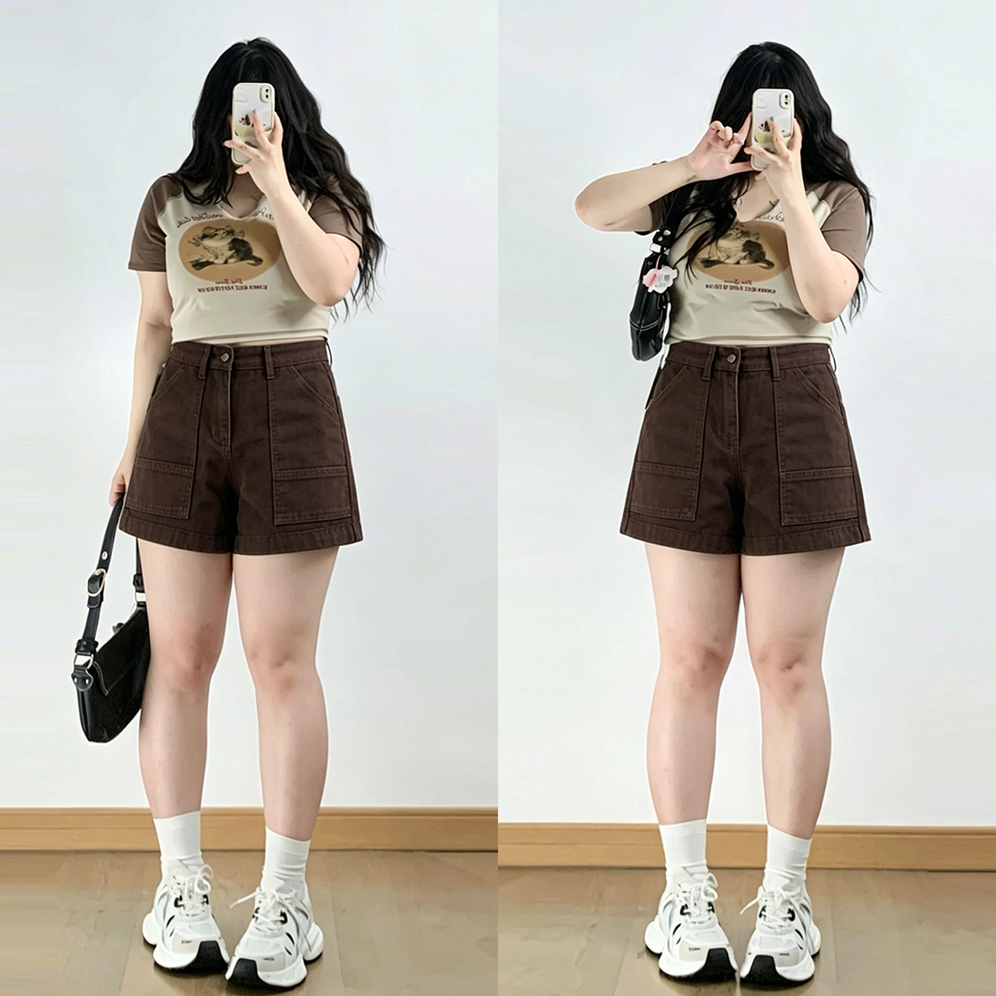 大码胖mm梨型身材显瘦牛仔短裤女图片