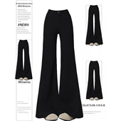 巨显瘦裤 型好看 子美式 胖mm大码 微喇牛仔裤 女弹力设计感版 阔腿裤