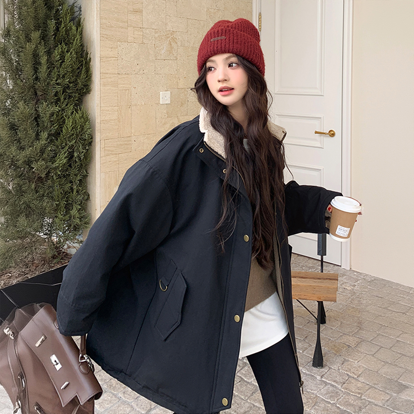 大码胖mm学院风时髦减龄工装外套