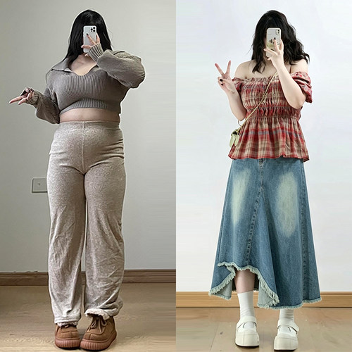 大码女装慵懒风百搭减龄牛仔裙女