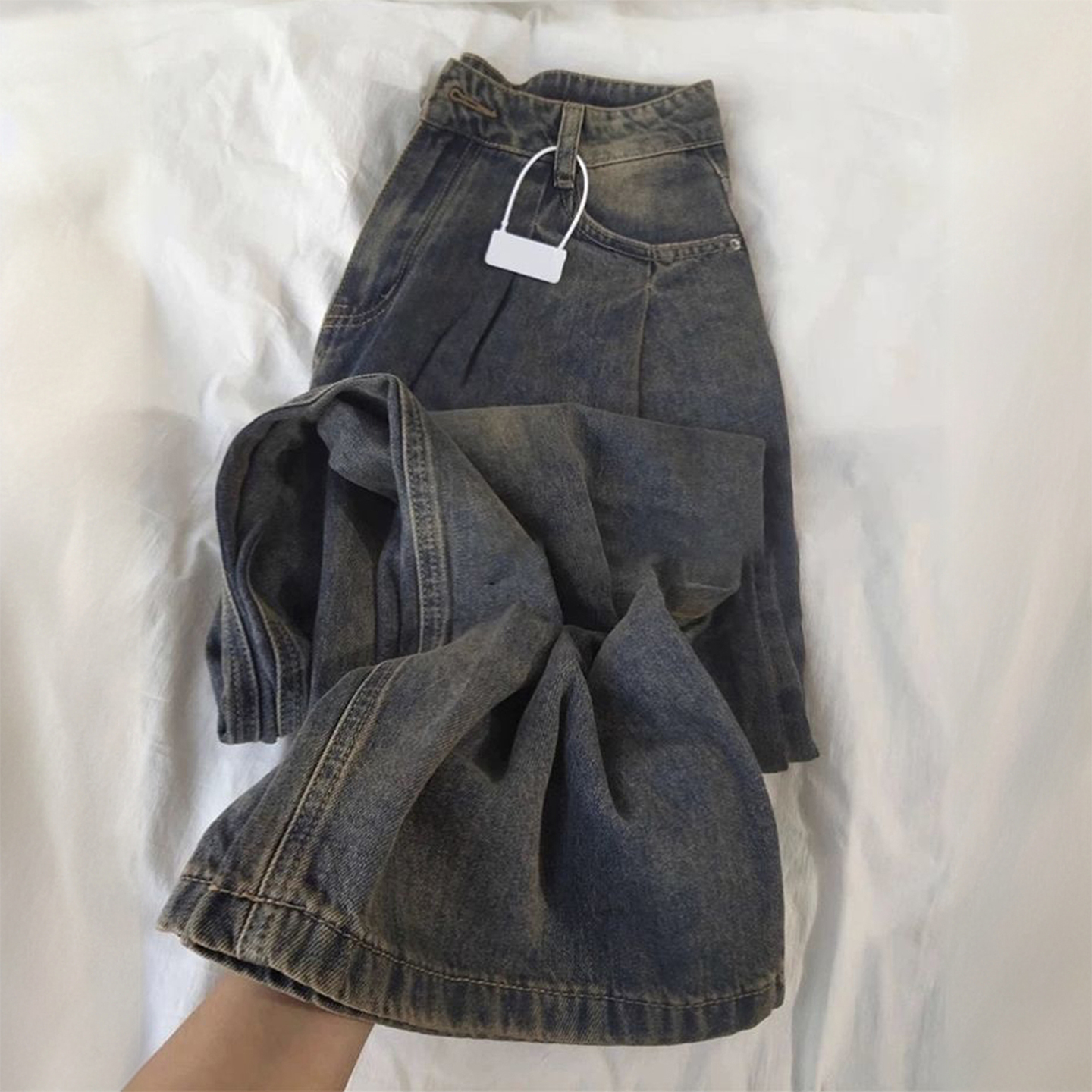 大码女装美式慵懒松弛感牛仔裤女