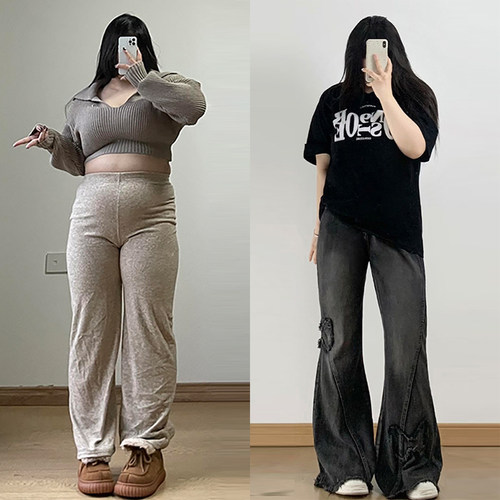 特大码胖mm韩版复古ins牛仔裤女