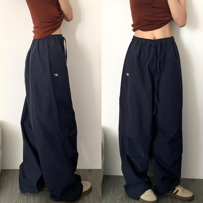大码女装高腰垂感宽松运动休闲裤