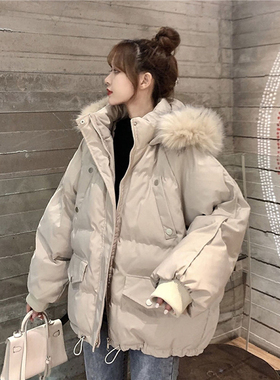 300斤大码女装棉衣棉服女胖mm学院风韩版宽松加厚保暖棉袄外套女