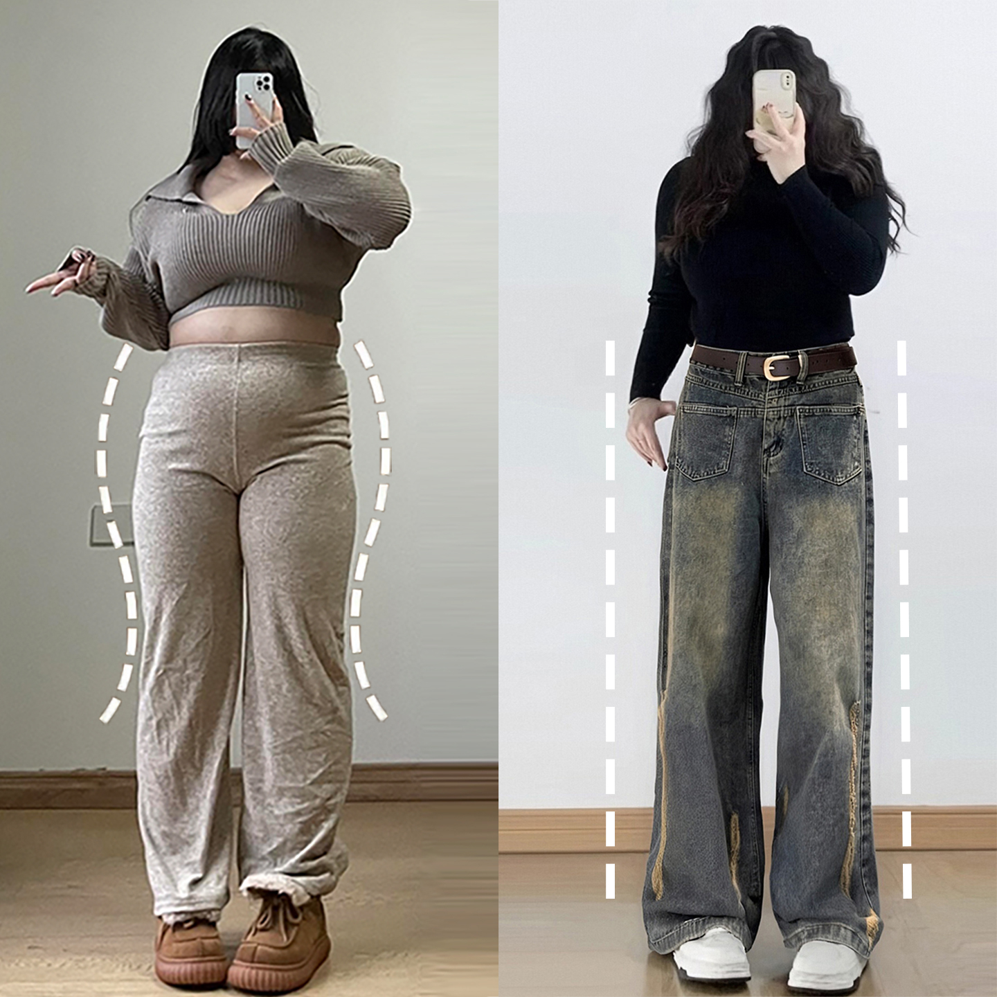 大码女装美式个性简约气质直筒裤