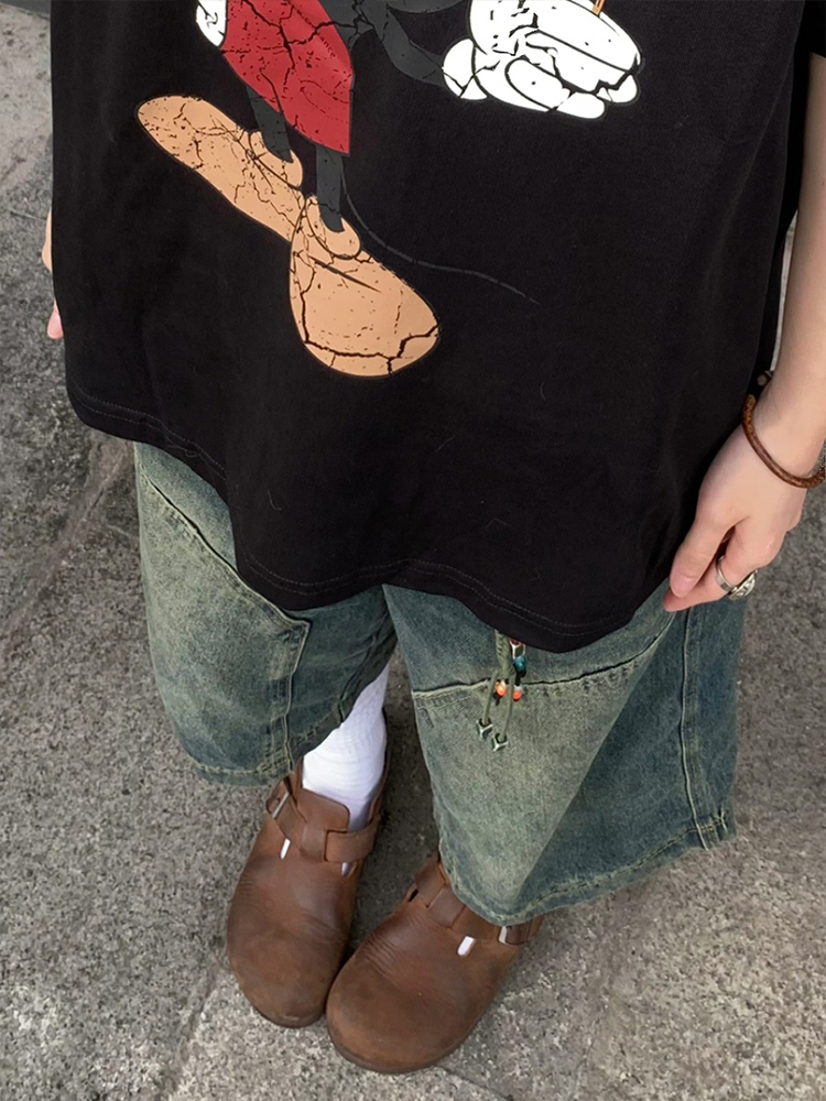 150kg Plus Size Women's Fat mm Blue Straight Jeans for Women 2025 Summer New American Retro Cropped Pants