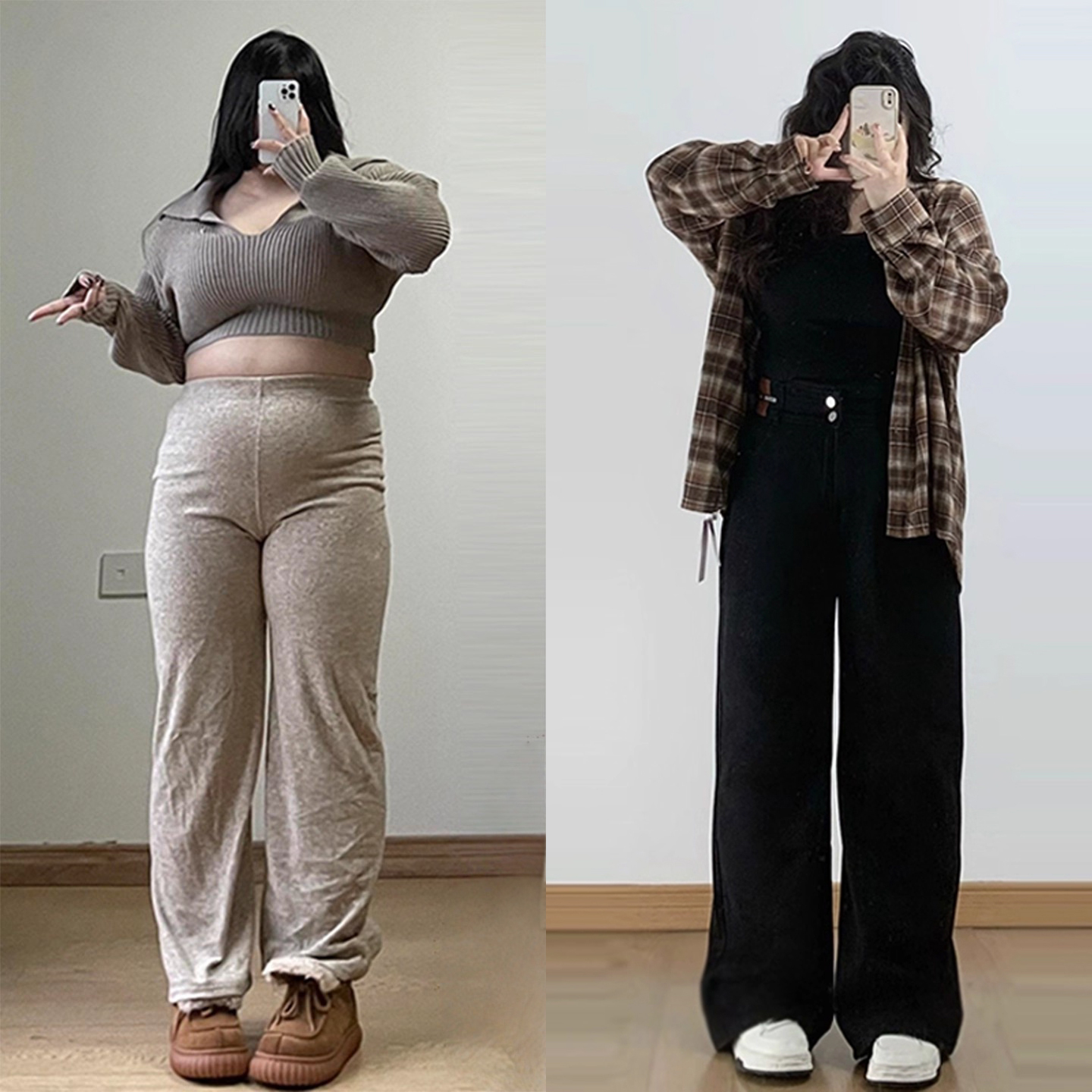 大码女装显瘦遮肉加厚牛仔裤女裤