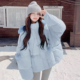 大码 女装 保暖减龄超好看蓝色外套女胖mm羽绒棉服甜美气质加厚棉衣