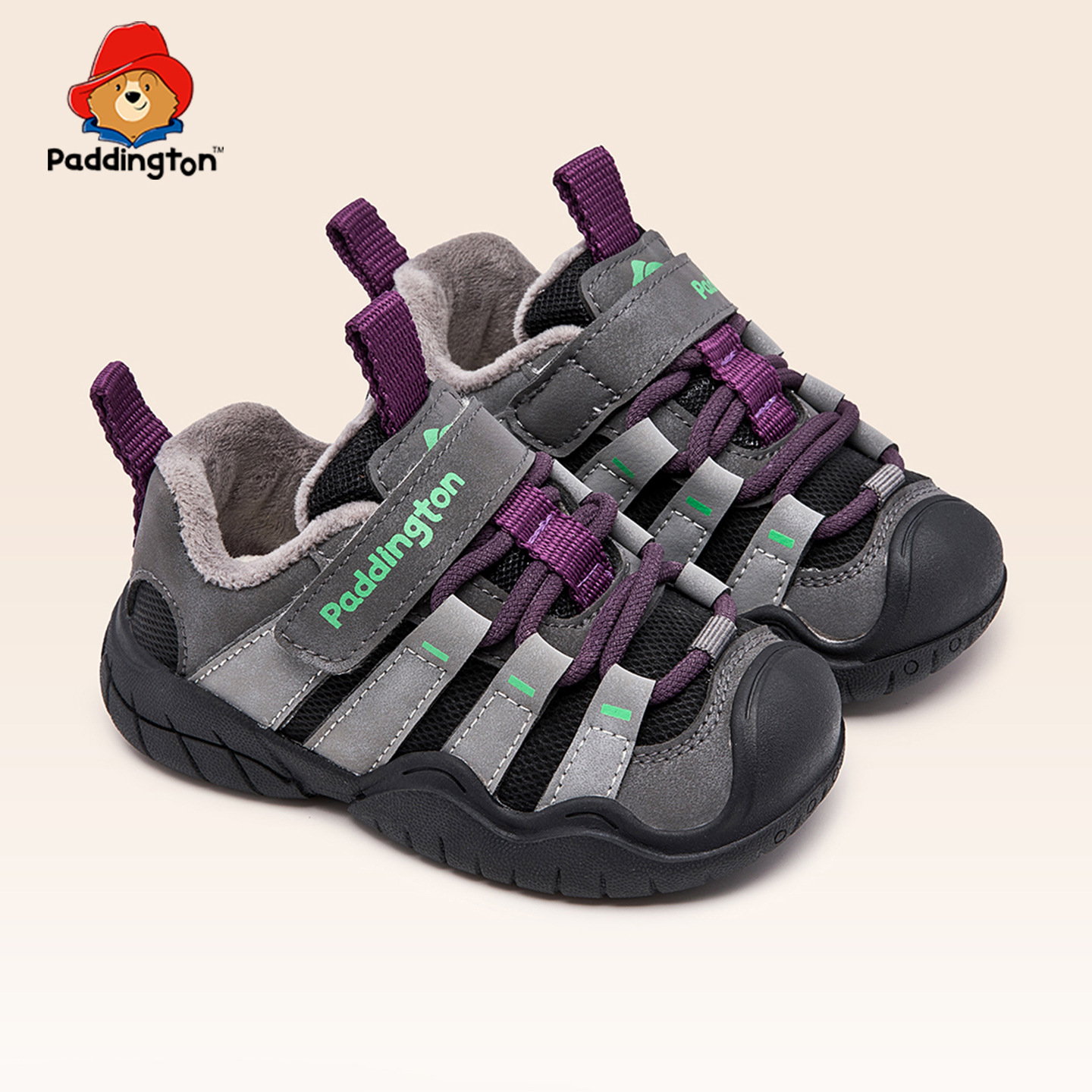 PD876儿童棉鞋男童加绒保暖儿童学步鞋防滑软底2-5岁机能小童棉鞋