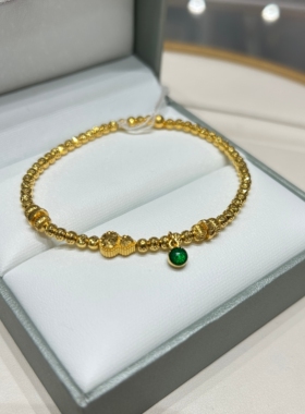 TSL谢瑞麟代购 足金999爆闪碎金葫芦蹦迪黄金手链女 专柜正品克减