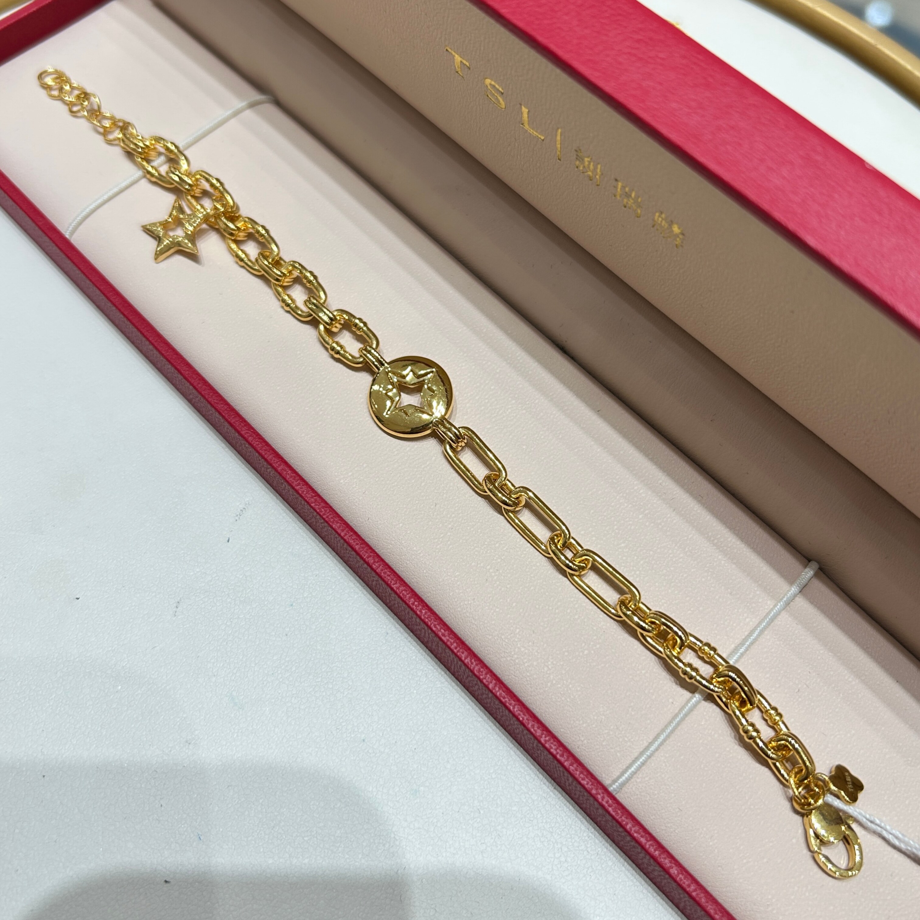 TSL谢瑞麟代购 足金999仲夏夜之星黄金手链手串女 专柜正品克减