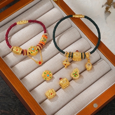 六福珠宝代购 唐宫夜宴联名足金唐小珠黄金转运珠 新款专柜正品