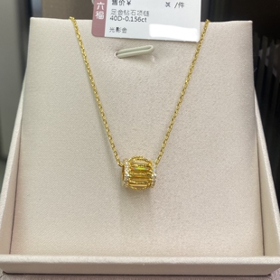 六福珠宝代购 冰钻光影金系列光圈足金点钻黄金项链 新款专柜正品