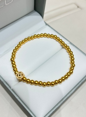 TSL谢瑞麟代购 足金999钱币铜钱黄金钻石手链手串女 镶钻专柜正品