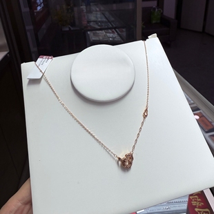 六福珠宝代购 18K玫瑰金葫芦环大小双葫芦项链套链 新款专柜正品