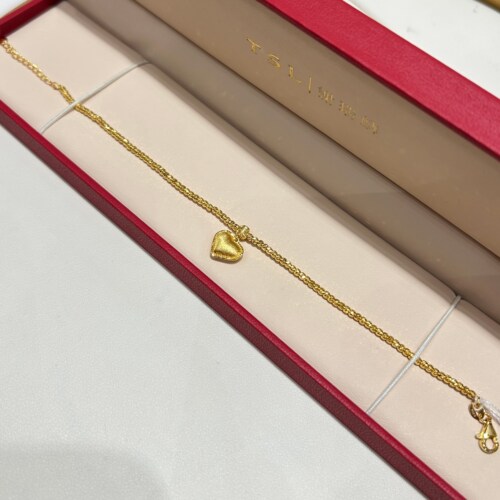 TSL谢瑞麟代购 足金999爱心小金珠黄金手链手串女 百搭专柜正品
