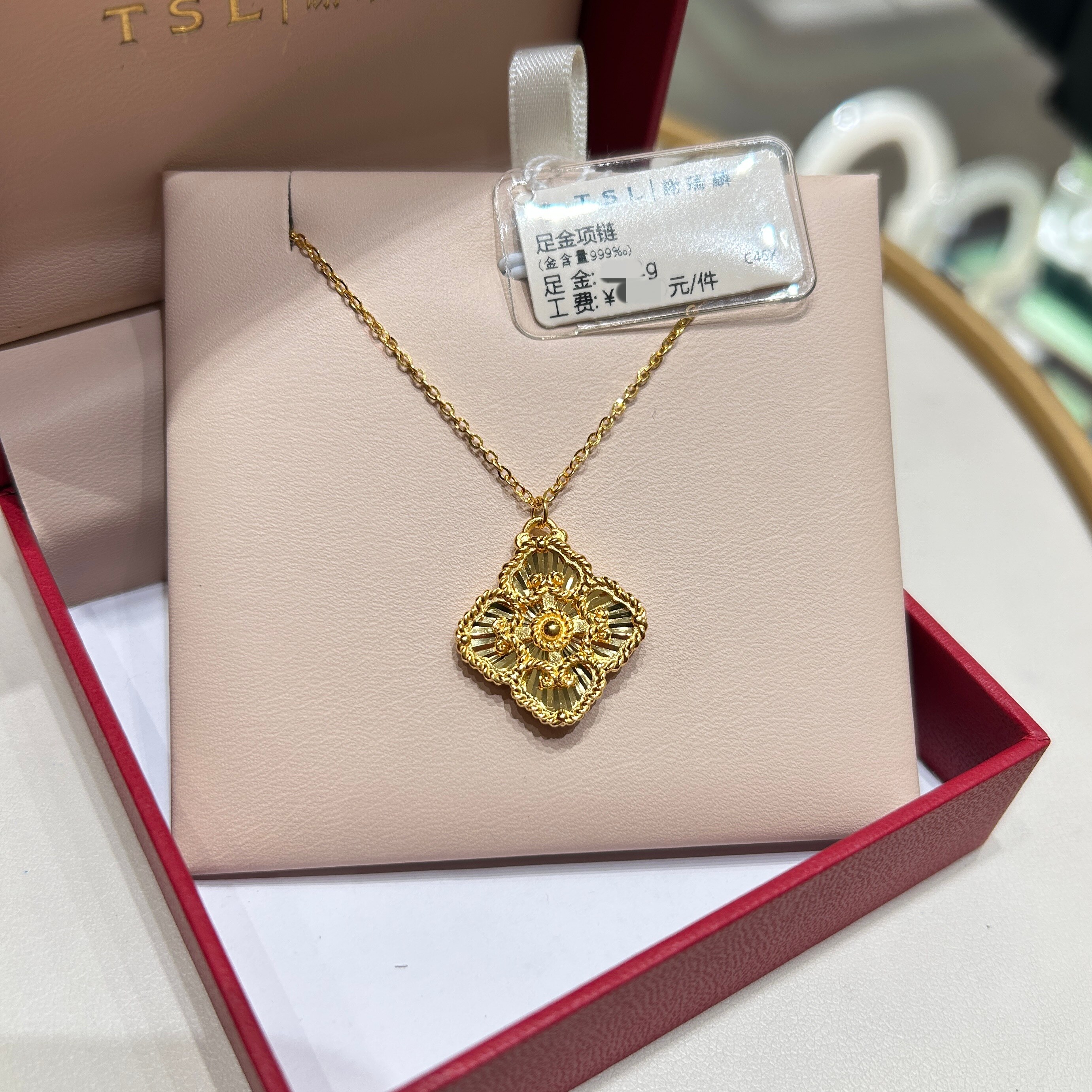 TSL谢瑞麟项链代购 新款布契拉提黄金足金999套链女 专柜正品计价