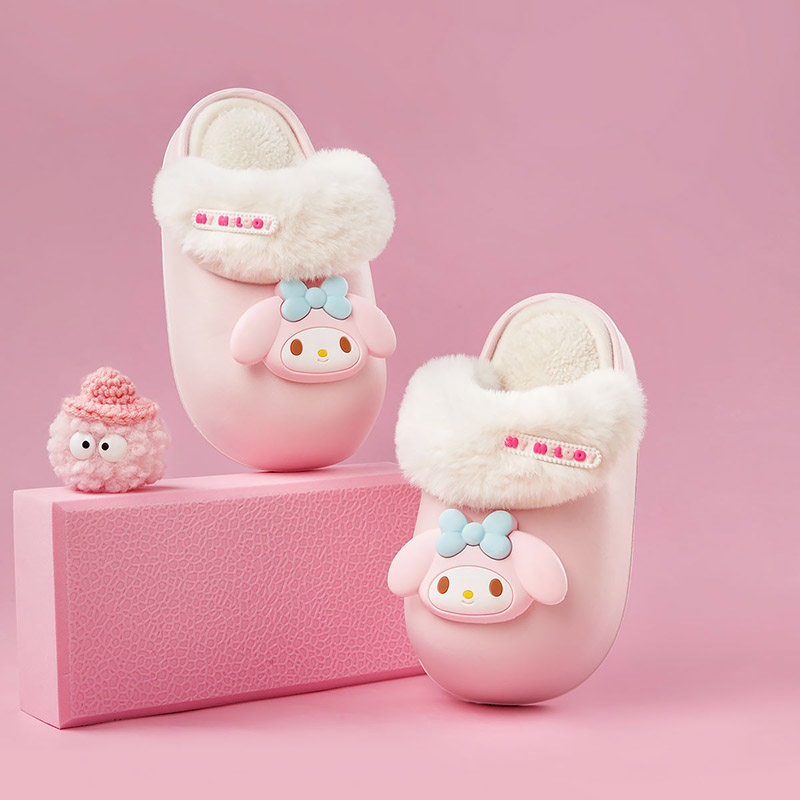 三丽鸥库洛米防水棉拖鞋女孩家用棉鞋冬季室内可爱保暖女童中大童