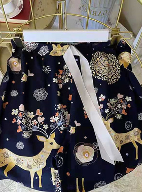 Floral drape elastic waist single pants 花卉垂感松紧腰单裤子