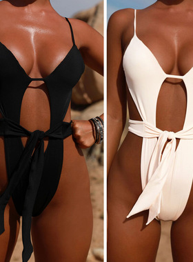 Fashion sexy deep v one-piece bathing suit 时尚性感深V泳衣女