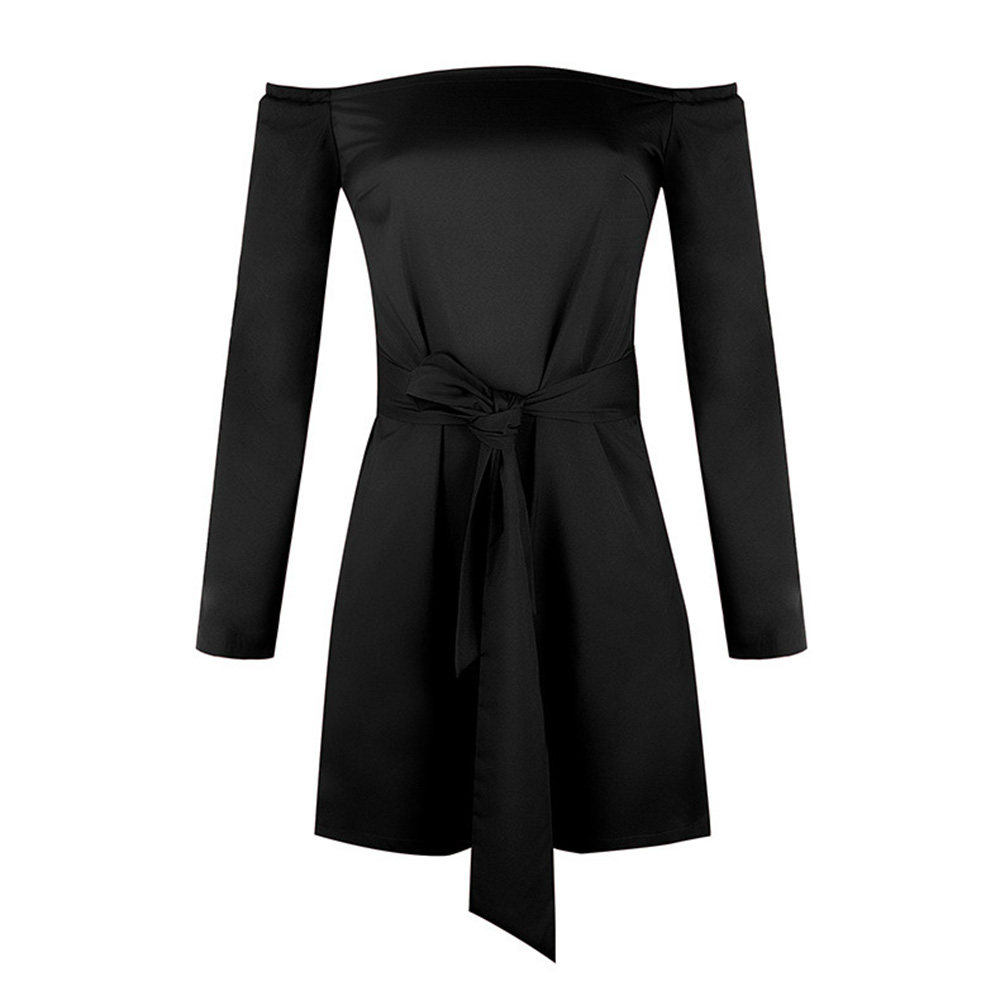 Monochrome long sleeved one-collar jumpsuit 纯色一字领连体裤