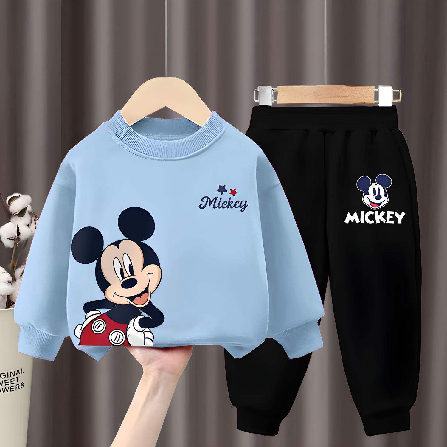 全棉儿童套装2026春秋新款男童运动服中小童米老鼠卫衣男孩秋装两