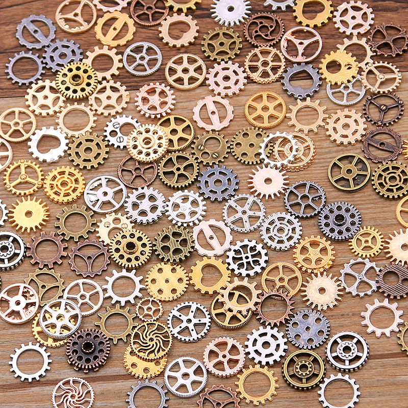 100克\包  8-15mm 迷你蒸汽朋克 10色机械齿轮合金 DIY饰品配件