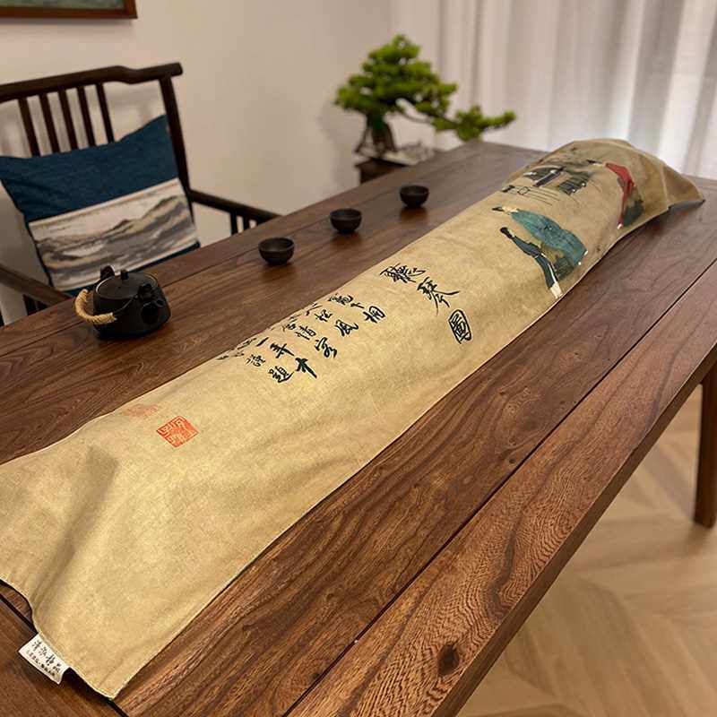古琴盖布防尘罩专用防尘布双层加厚两面印花遮灰布复古禅意