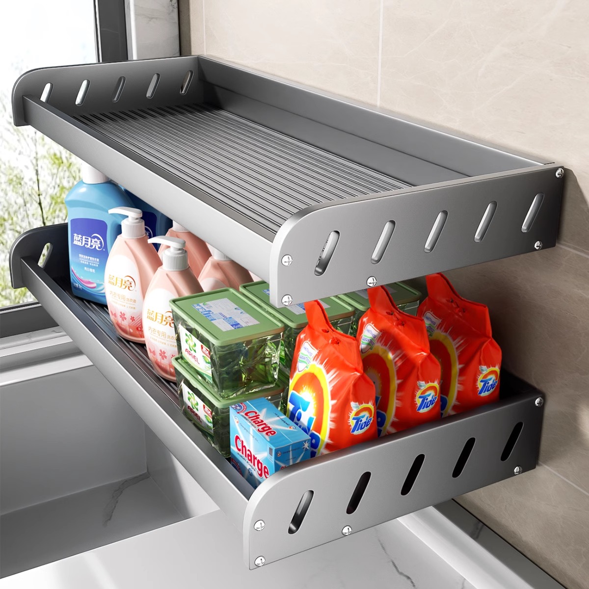 浴室置物架阳台洗漱台免打孔