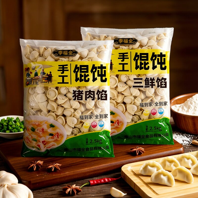 小吃外卖专用20斤整箱批发饭店手工馄饨散装猪肉馄饨李福全三鲜