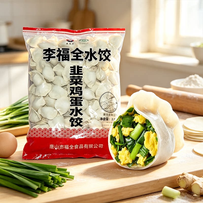 5斤散装韭菜鸡蛋水饺2.5kg李福全手工猪肉茴香水饺冷冻家用大包装