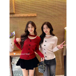 纯欲小女人蕾丝挂脖蝴蝶结小衫 秋冬法式 女 START博主推荐 GS.GOOD