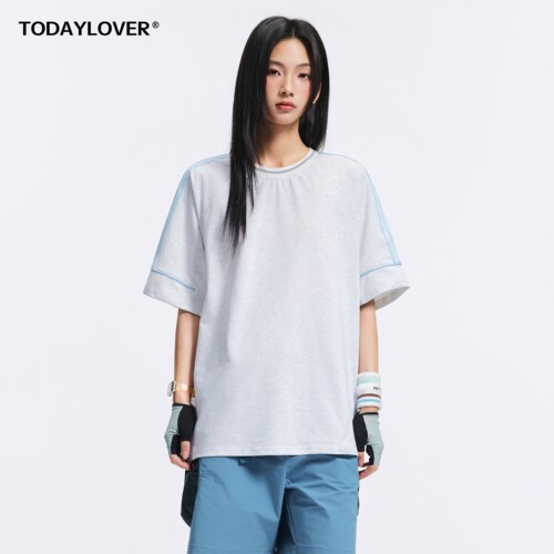 TODAYLOVER三条杠条纹短袖T恤女