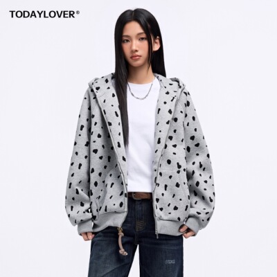 TODAYLOVER斑点满印耳朵卫衣女