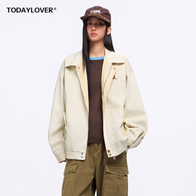 TODAYLOVER灯芯绒撞色翻领夹克女