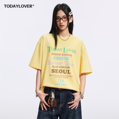 TODAYLOVER美式高街圆领短袖T恤