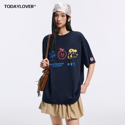 TODAYLOVER卡通印花短袖T恤女夏
