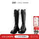 特价 35折 CHULISHANA 沉寂 系带长筒典长靴厚底增高靴子女