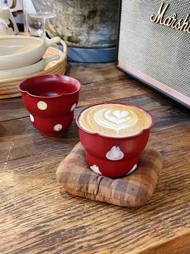 景德镇手作陶瓷手绘复古红拿铁杯子家用咖啡杯水杯茶杯