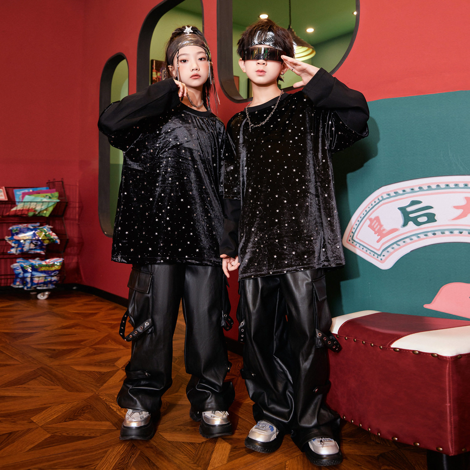 儿童演出服秋冬季新款少儿街舞表演潮服男女童时髦嘻哈舞蹈服套装
