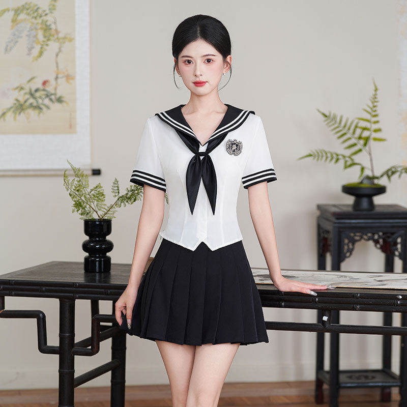 足浴足疗店技师工作服套装女减龄海军领气质时尚8619短袖裙子