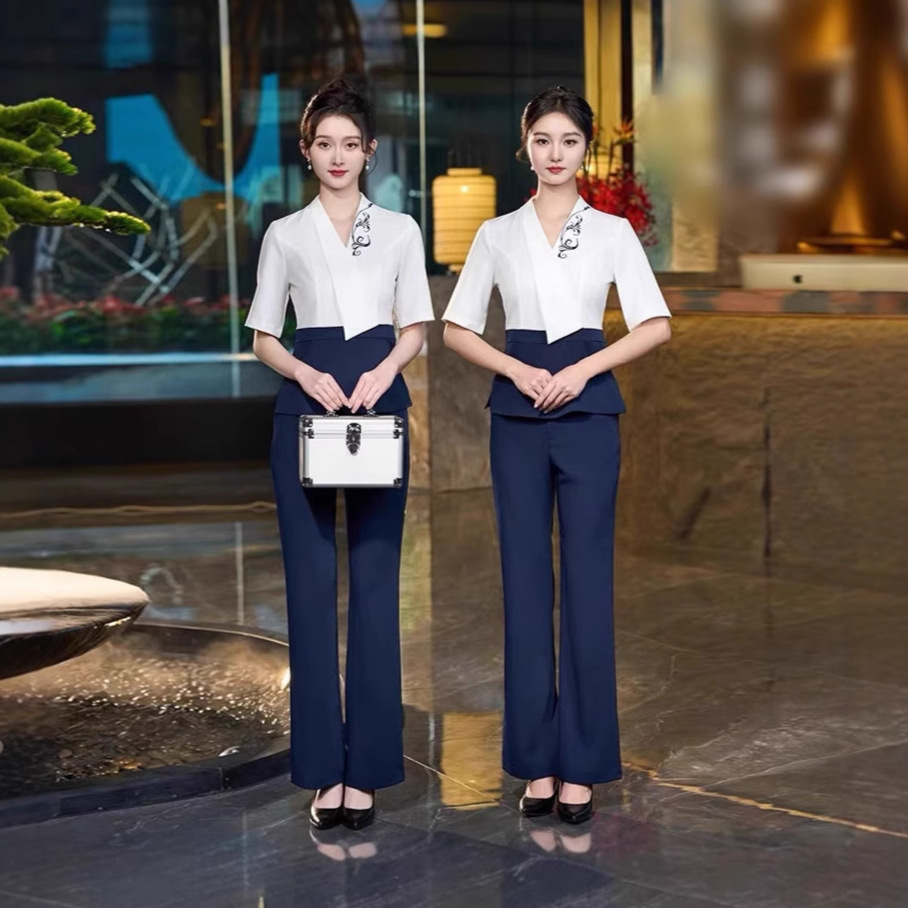 7813高牢度不褪色夏季新款美容院美容师工作服女足浴会所技师套装