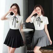 5504新款 足浴技师工作服女足疗沐足按摩气质工衣KTV公主短裙套装