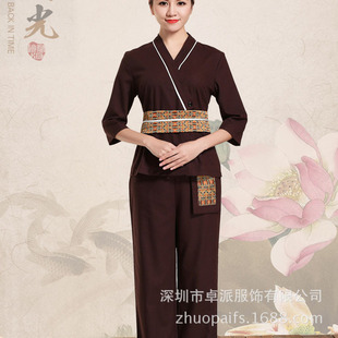 泰式养生馆棉麻技师工作服装SPA按摩足疗技师服美容院美容师服装