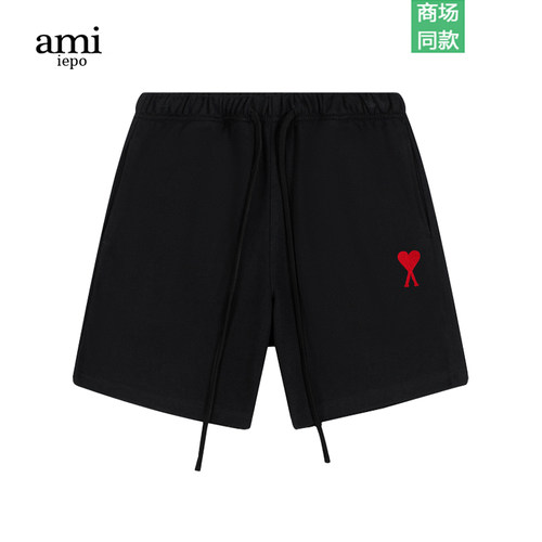 ami官方爱心刺绣重磅纯棉五分裤