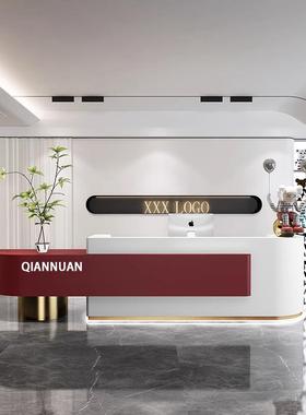 公司办公室前台接待台设计师新款酒店大堂吧台收银台美容院接待桌