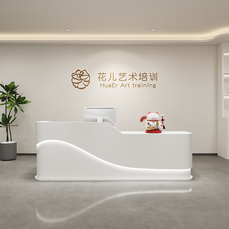 简约美容院收银台服装店美发美甲吧台医美口腔牙科前台公司接待台