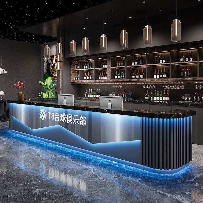 台球厅前台接待台2025年新款现代简约工业风台球馆收银台吧台