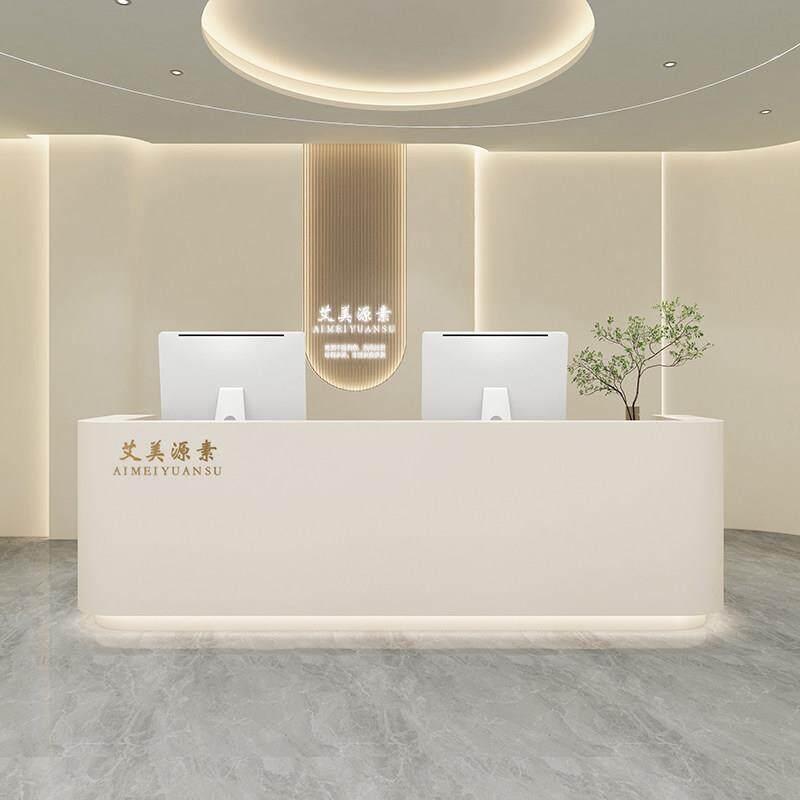 烤漆公司前台接待台桌美发店服装店现代简约美容院吧台收银台定制