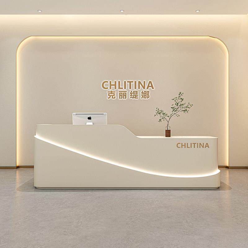 烤漆吧台桌简约医美牙科店前台美容会所公司商用接待台小型收银台